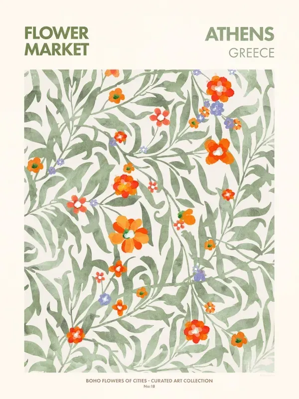 KIT 4 QUADROS DECORATIVOS - FLOWER MARKET